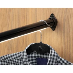 Clearance Closet Rod with Integrated LED Light in Black Closet & Storage