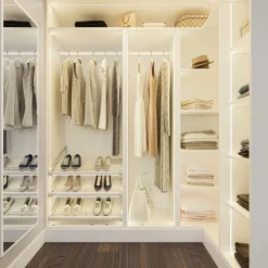 Closet Rod with Integrated LED Light in White Closet & Storage