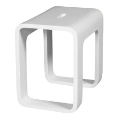 Hot Cube Bathroom Stool in Composite Matte White Shower Seats