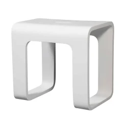 Hot Cube Bathroom Stool in Composite Matte White Shower Seats