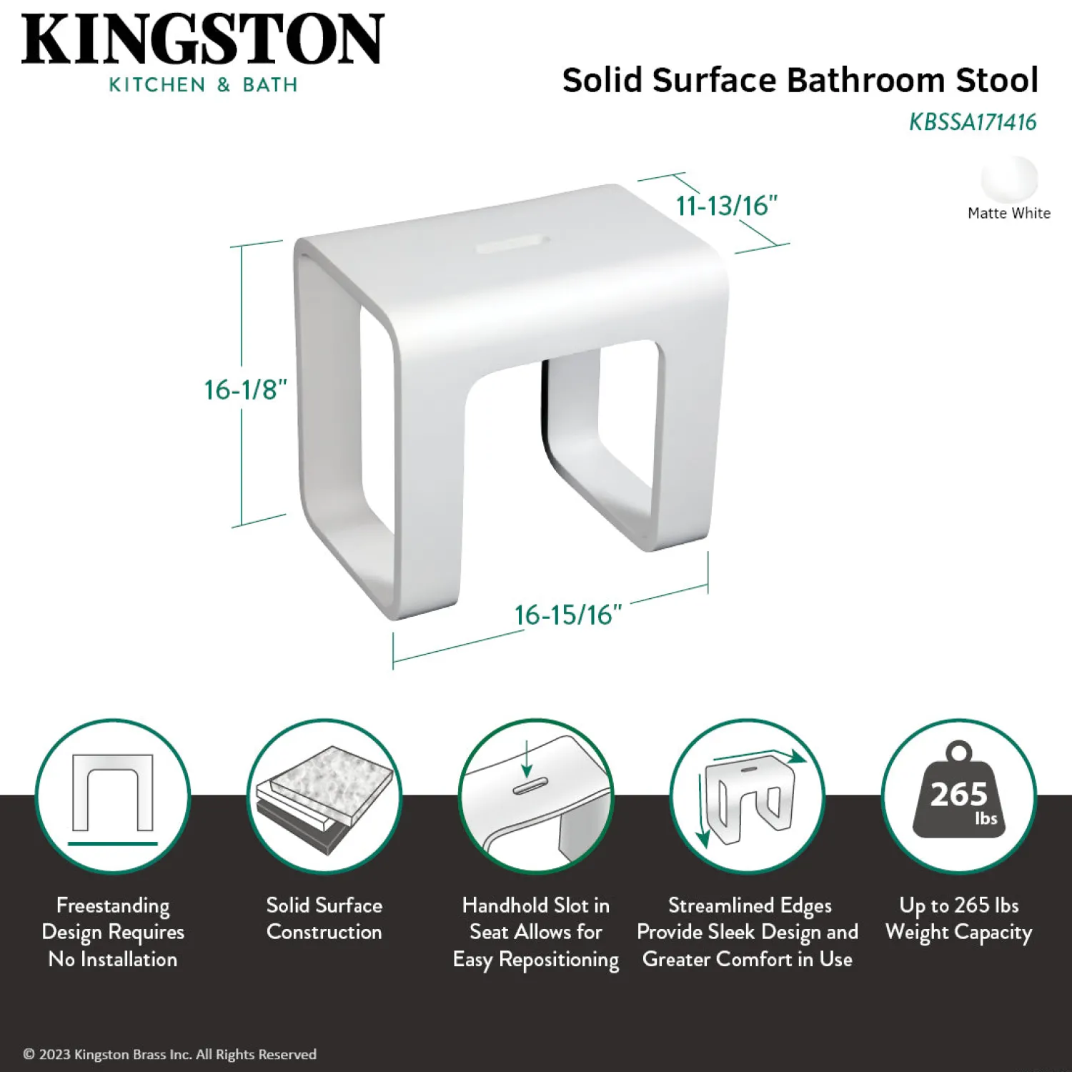Hot Cube Bathroom Stool in Composite Matte White Shower Seats
