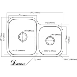 Clearance Dawn ASU110 30" Double Bowl Undermount 18 Gauge Stainless Steel Kitchen Sink Stainless Steel Sinks|Double Bowl Sinks