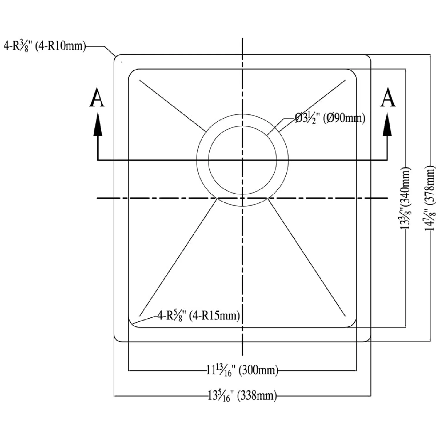 New Dawn BS121307 14" Undermount Single Bowl Bar Sink Sinks For Tight Spaces|Bar / Prep Sinks