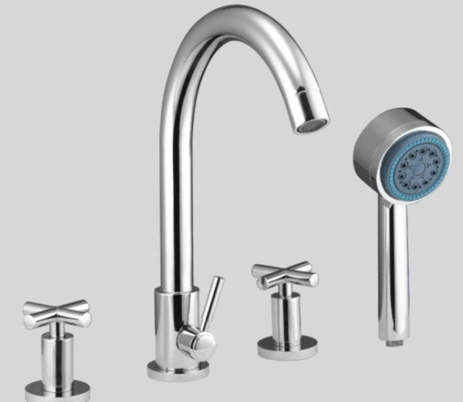 Clearance Dawn D032503 4-Hole Tub Filler with Personal Handshower and Cross Handles Tub Faucets