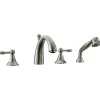 Hot Dawn 4-Hole Tub Filler with Personal Handshower in Brushed Nickel and Lever Handles Tub Faucets