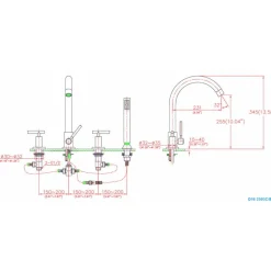 New Dawn 4-Hole Tub Filler with Personal Handshower and Lever Handles in Brushed Nickel Tub Faucets
