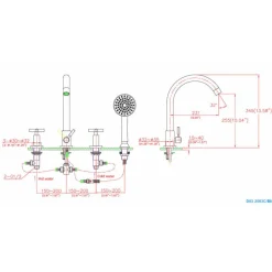 Hot Dawn 4-Hole Tub Filler with Personal Handshower and Cross Handles in Brushed Nickel Tub Faucets