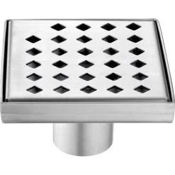 Hot Dawn LMI050504 Mississippi River Series - Square Shower Drain 5"L (Stamping technique & press in the base) Shower Drains