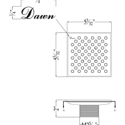 Outlet Dawn Rhone River Series Square Shower Drain 5"L Threaded Dark Brown Finished Shower Drains