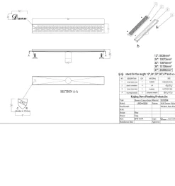 Hot Dawn Rio Orinoco River Series Linear Shower Drain 47 Inch Shower Drains