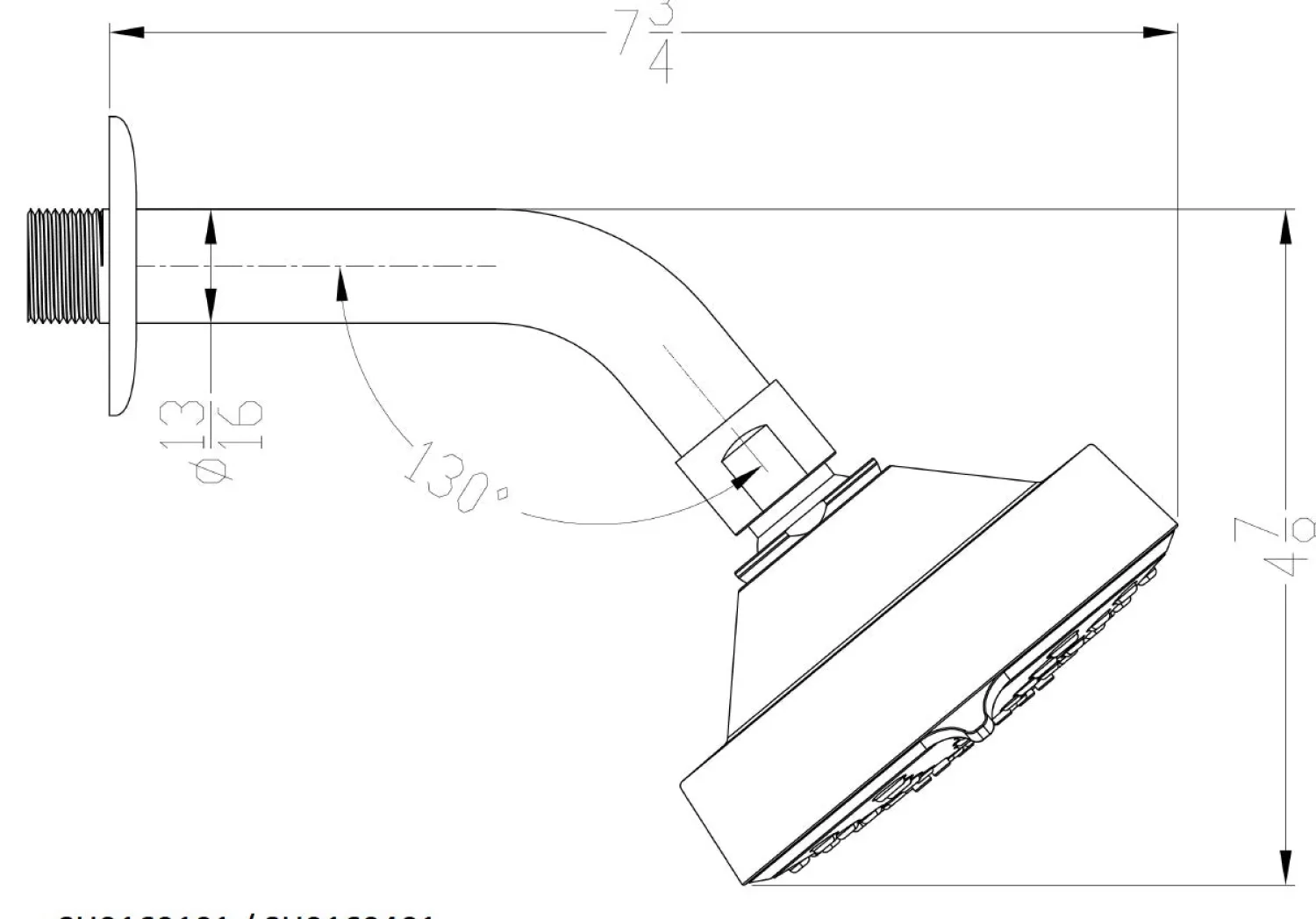 Outlet Dawn SH0160104 Multifunction Wall Mounted Showerhead with Arm and Flange Shower Heads