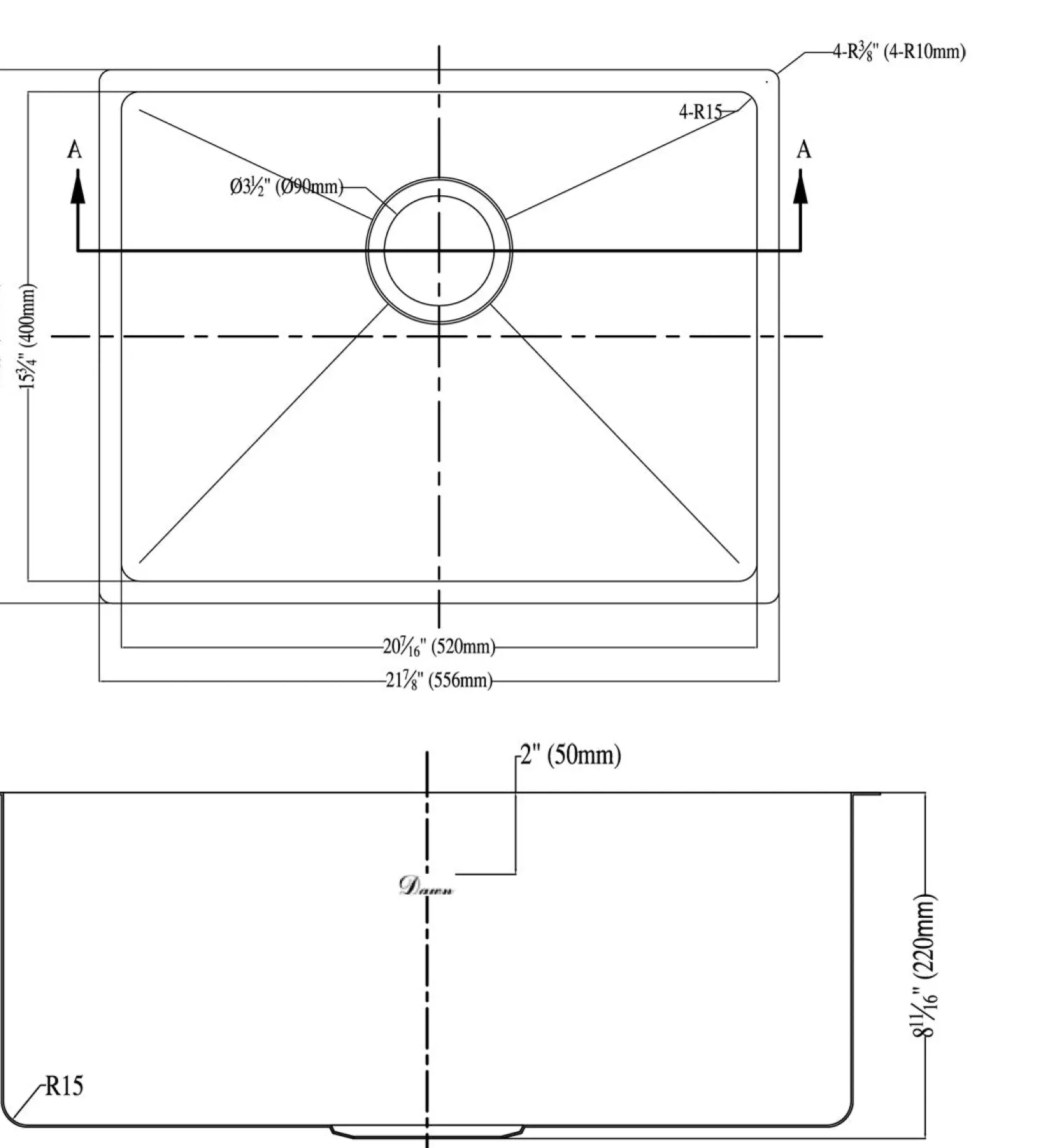 Hot Dawn 22" Undermount Stainless Steel Kitchen Sink Stainless Steel Sinks|Sinks For Tight Spaces