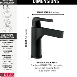 Outlet Zura Single Handle Bathroom Faucet with Drain in Matte Black Single Hole