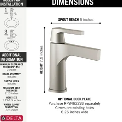 Discount Zura Single Handle Bathroom Faucet with Drain in Stainless Single Hole