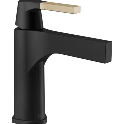 Outlet Zura Single Handle Bathroom Faucet with Drain in Black and Champagne Bronze Single Hole