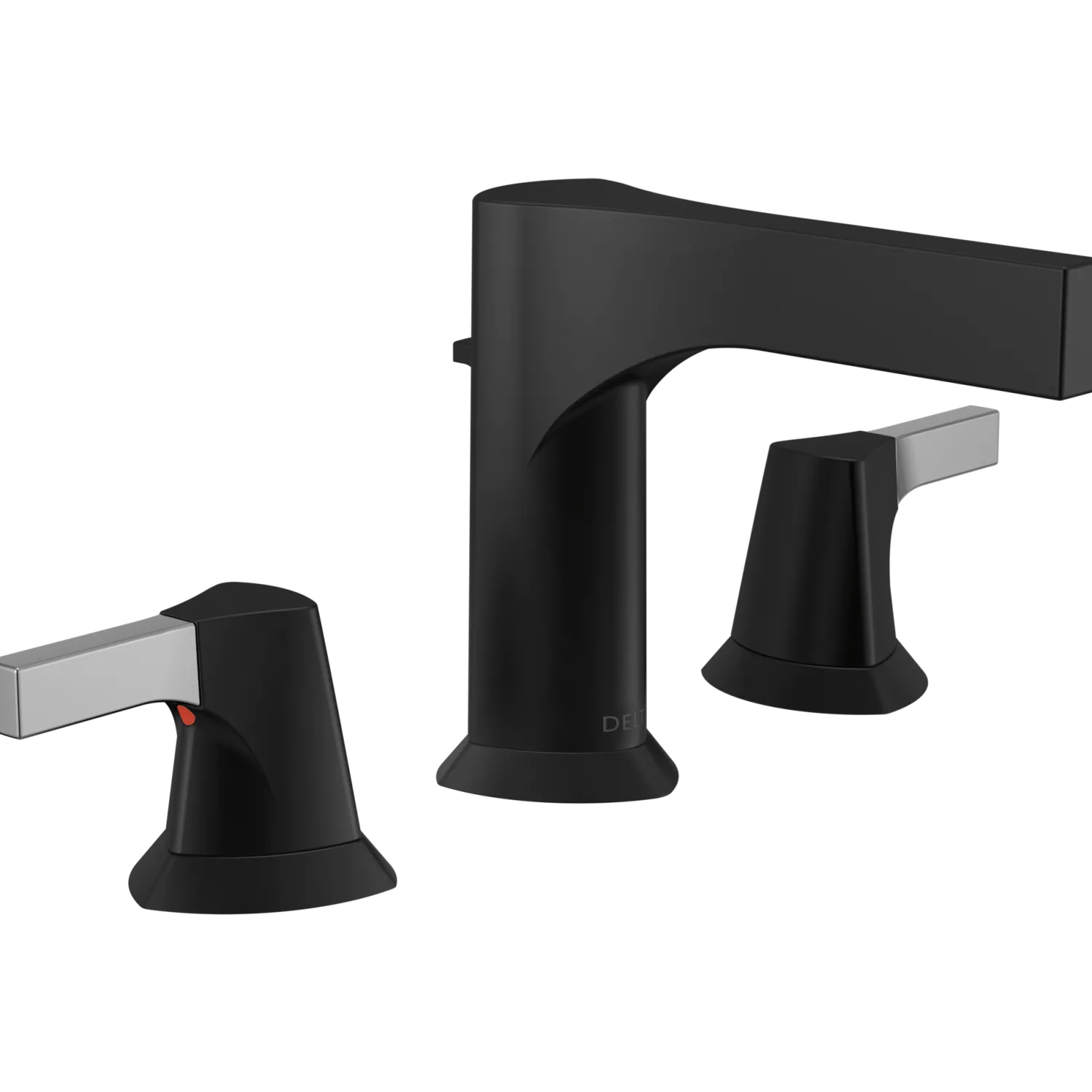 Hot Zura Two Handle Widespread Bathroom Faucet in Chrome and Black 8" Widespread