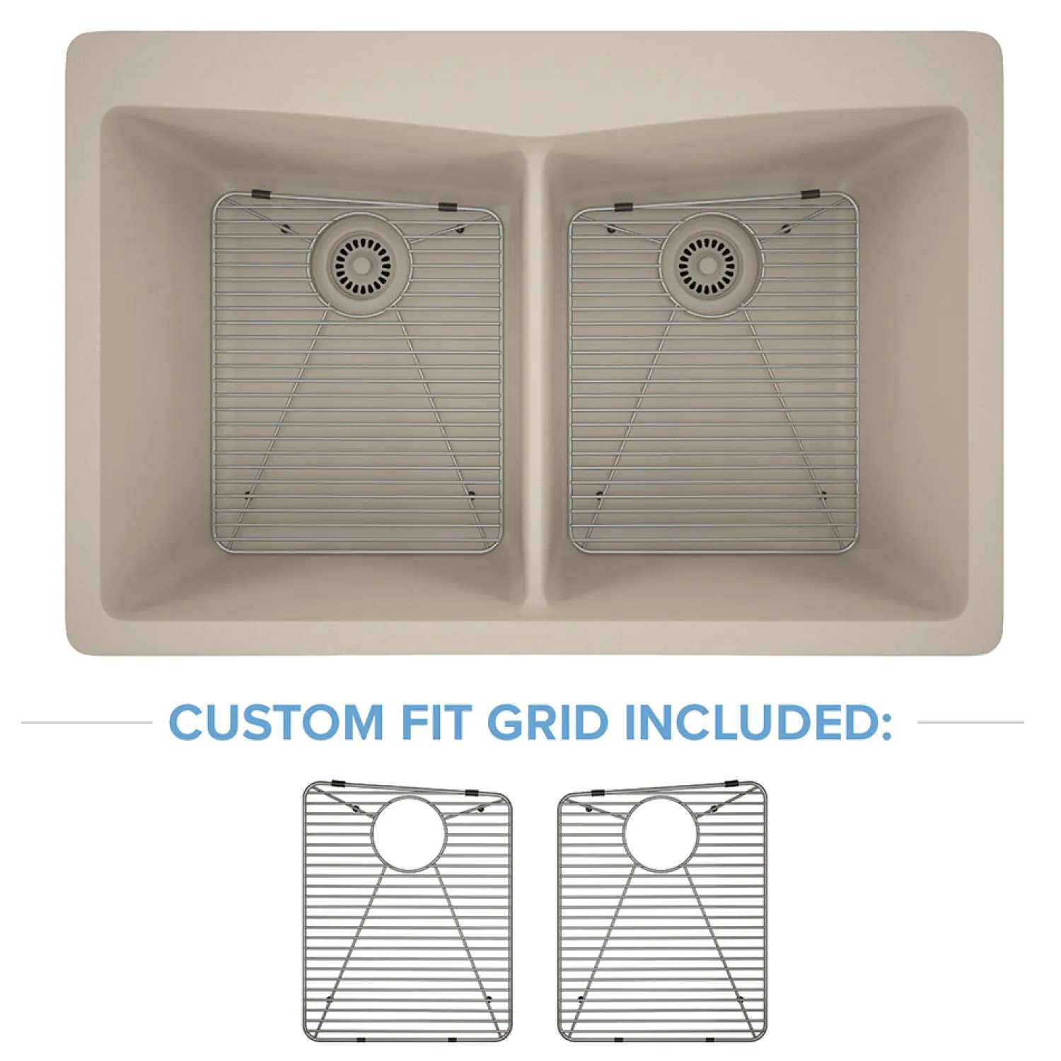 Best 33" Double Bowl 50/50 Dual Mount Quartz Composite Sink Drop-In / Top Mount Sinks|Double Bowl Sinks