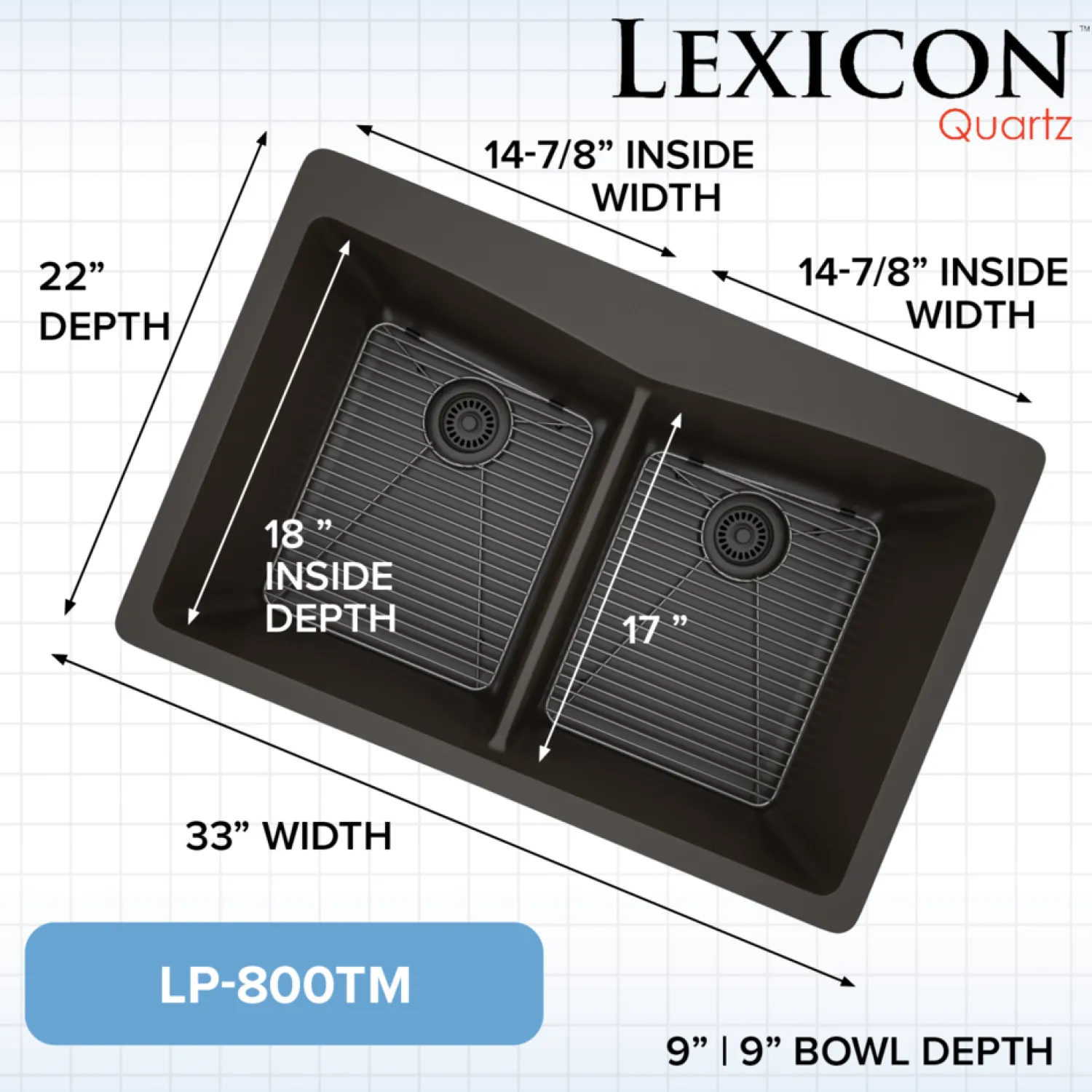 Best 33" Double Bowl 50/50 Dual Mount Quartz Composite Sink Drop-In / Top Mount Sinks|Double Bowl Sinks