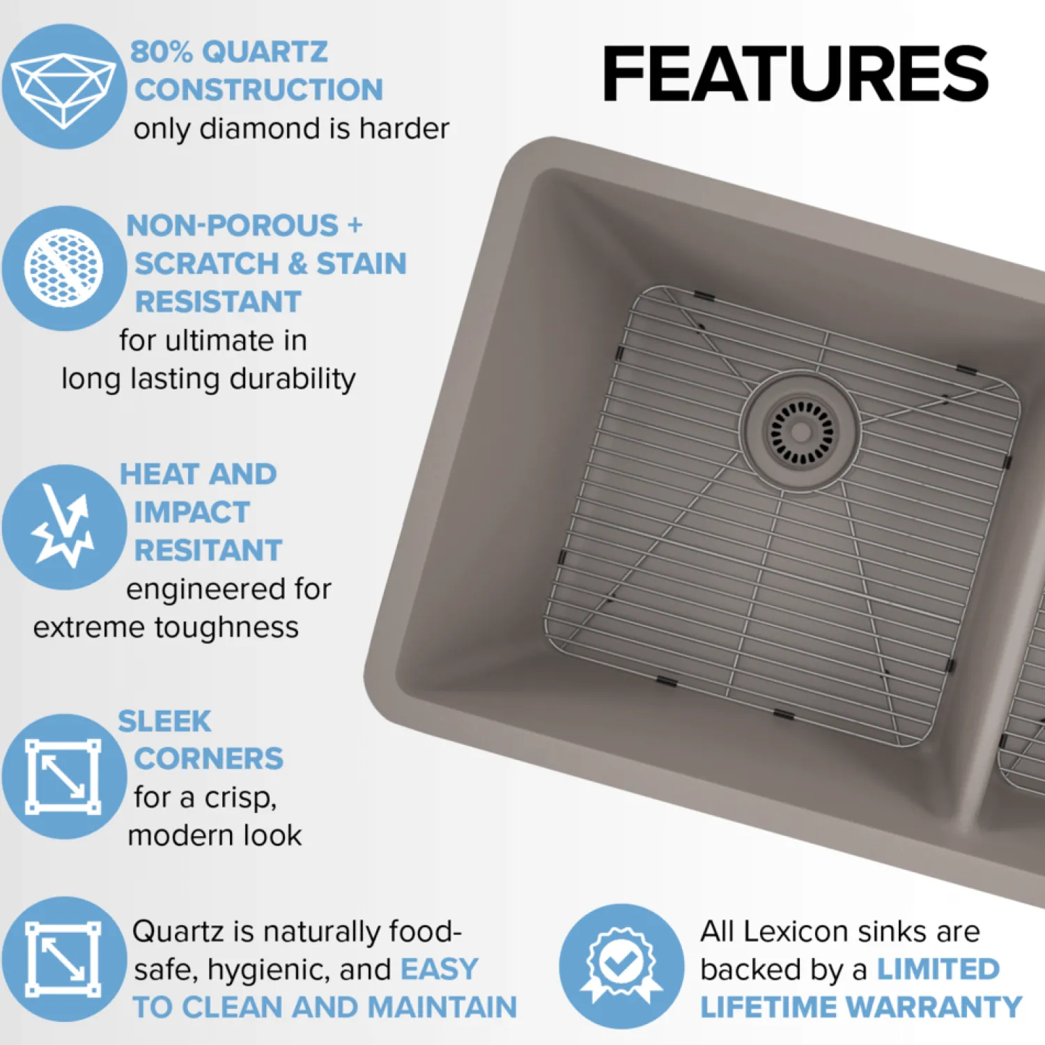 32" Double Bowl 60/40 Quartz Composite Sink Drop-In / Top Mount Sinks|Double Bowl Sinks