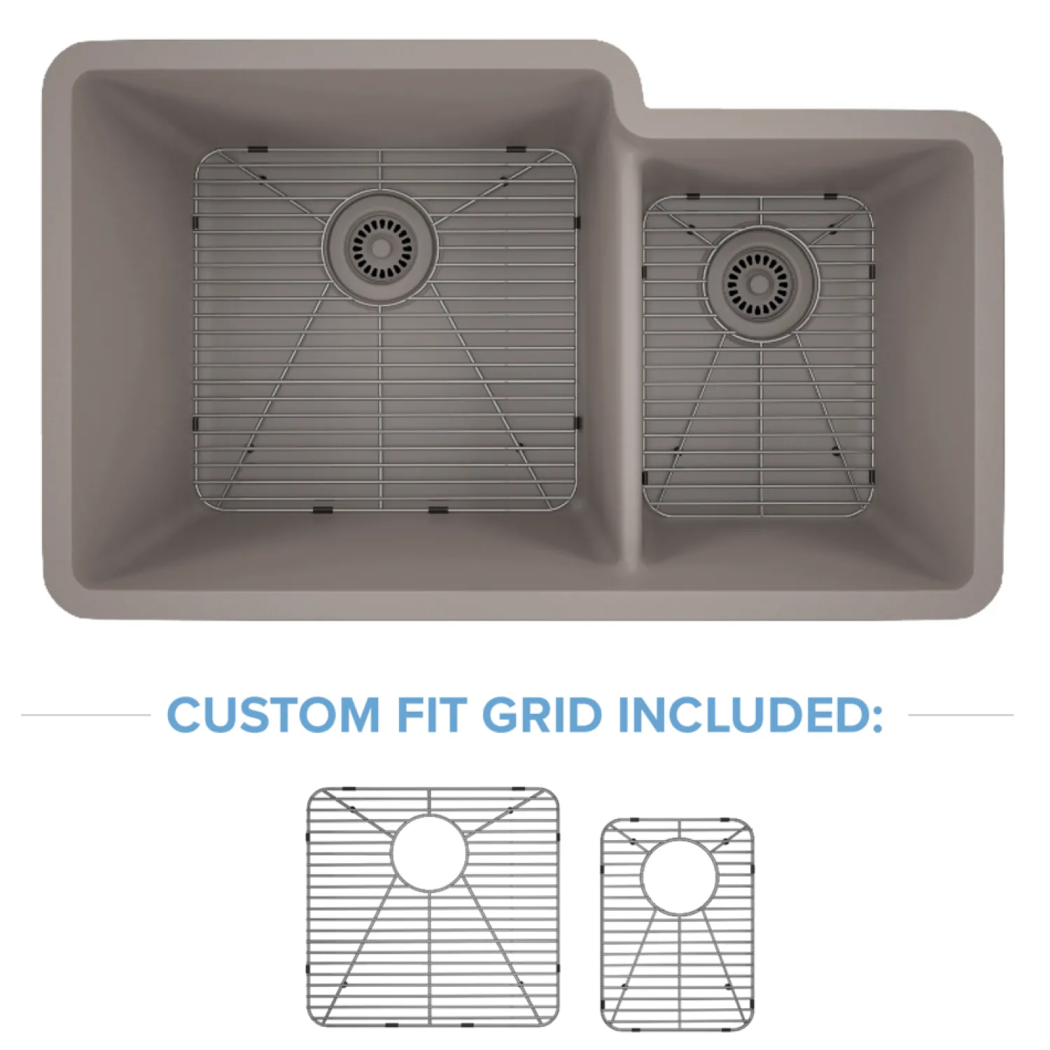 32" Double Bowl 60/40 Quartz Composite Sink Drop-In / Top Mount Sinks|Double Bowl Sinks