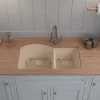 Online 32" Double Bowl 70/30 Quartz Composite Sink Drop-In / Top Mount Sinks|Double Bowl Sinks