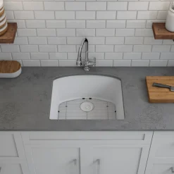 Outlet D-Shaped Quartz Composite Kitchen Sink Single Bowl Sinks|Undermount Sinks