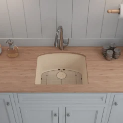 Outlet D-Shaped Quartz Composite Kitchen Sink Single Bowl Sinks|Undermount Sinks