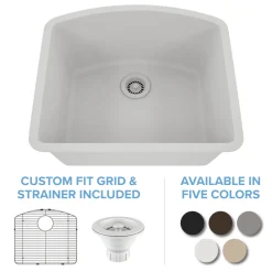 Outlet D-Shaped Quartz Composite Kitchen Sink Single Bowl Sinks|Undermount Sinks