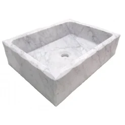 Sale Antique Rectangular Carrara Marble Vessel Sink Honed Above Counter / Vessel Sinks