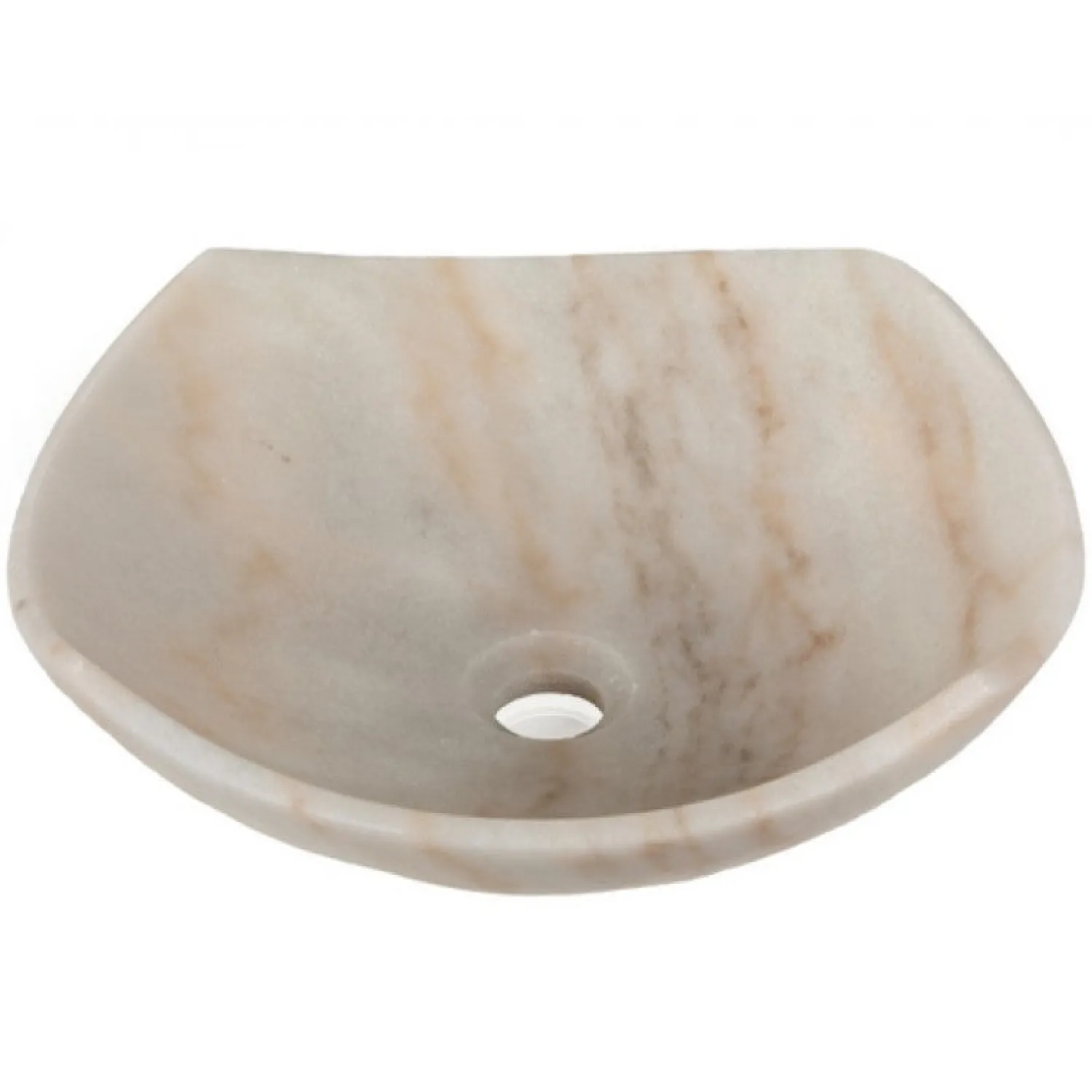 Online Arched Edges Bowl Sink - Honed White Marble Above Counter / Vessel Sinks