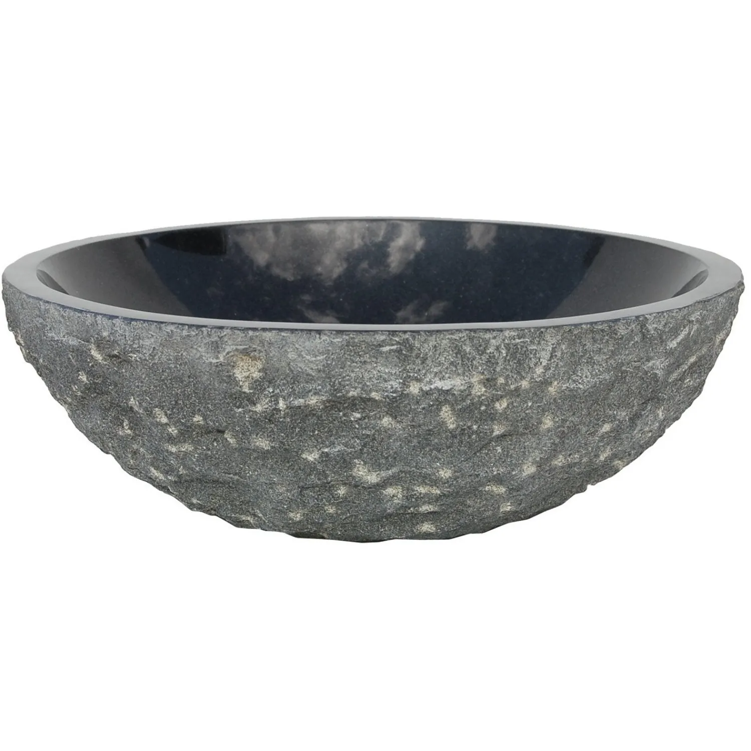 Online Black Granite Sink Rough Exterior - Polished Interior Above Counter / Vessel Sinks