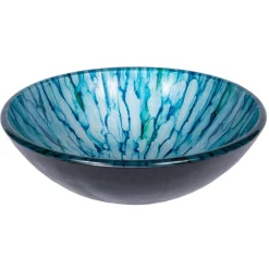 Discount Blue and Green Magnolia Glass Vessel Sink Above Counter / Vessel Sinks