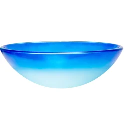 Hot Blue Cloud Frosted Round Glass Vessel Sink Above Counter / Vessel Sinks