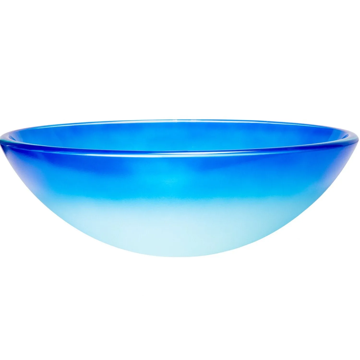 Hot Blue Cloud Frosted Round Glass Vessel Sink Above Counter / Vessel Sinks