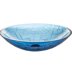 Sale Blue Crystal Oval Glass Vessel Sink Above Counter / Vessel Sinks