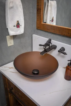 New Brown Frosted Glass Vessel Sink Bowl Above Counter / Vessel Sinks
