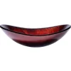 Canoe Shaped Red Copper Reflections Glass Vessel Sink Above Counter / Vessel Sinks