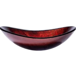 Canoe Shaped Red Copper Reflections Glass Vessel Sink Above Counter / Vessel Sinks