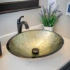 Outlet Champagne Foil Oval Glass Vessel Sink Above Counter / Vessel Sinks