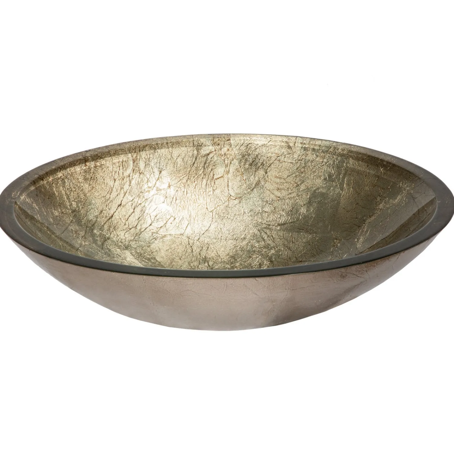 Outlet Champagne Foil Oval Glass Vessel Sink Above Counter / Vessel Sinks