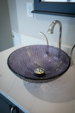Hot 14" Charcoal Freeform Hoops Glass Vessel Sink Above Counter / Vessel Sinks