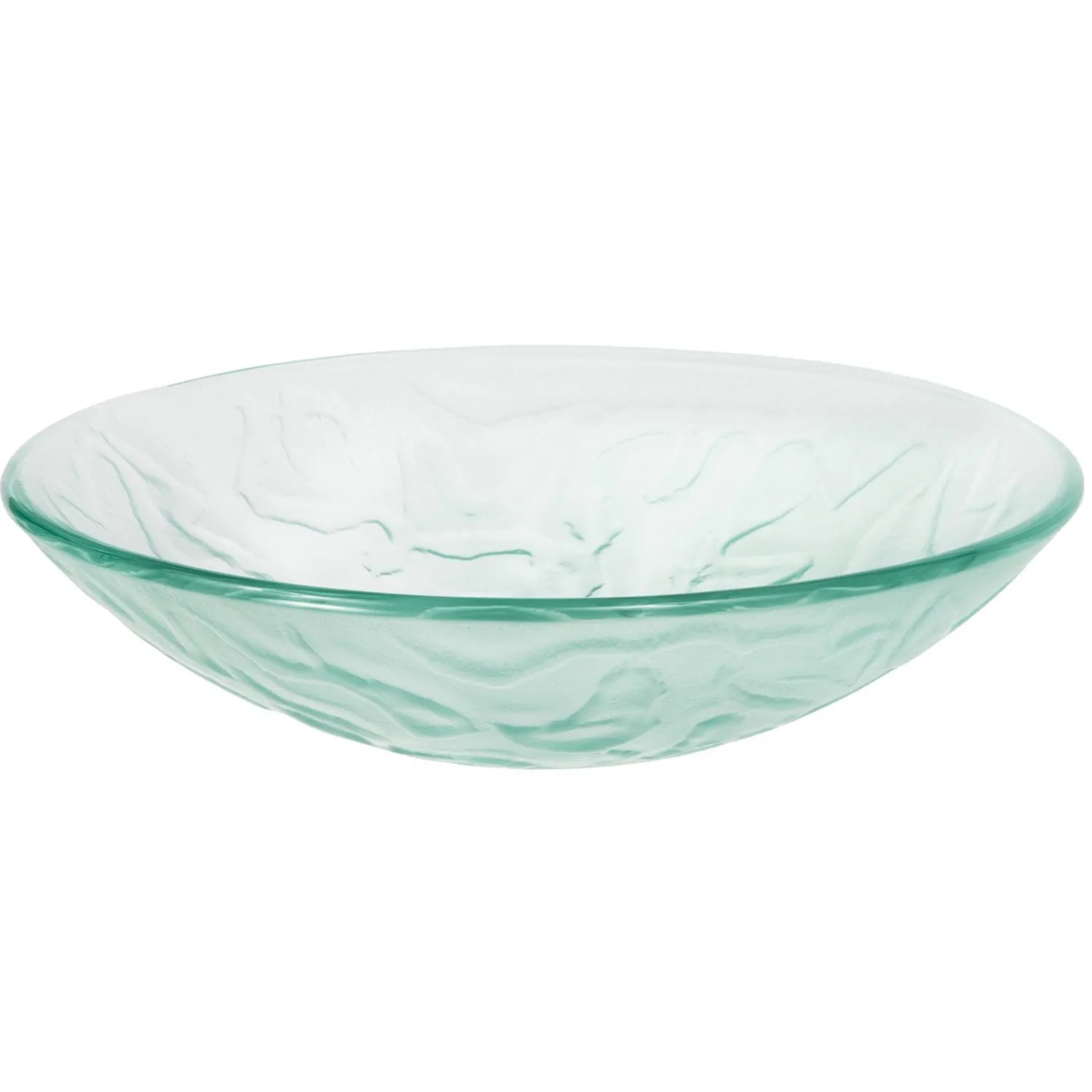 Clearance Clear Embossed Waves Glass Vessel Sink Above Counter / Vessel Sinks