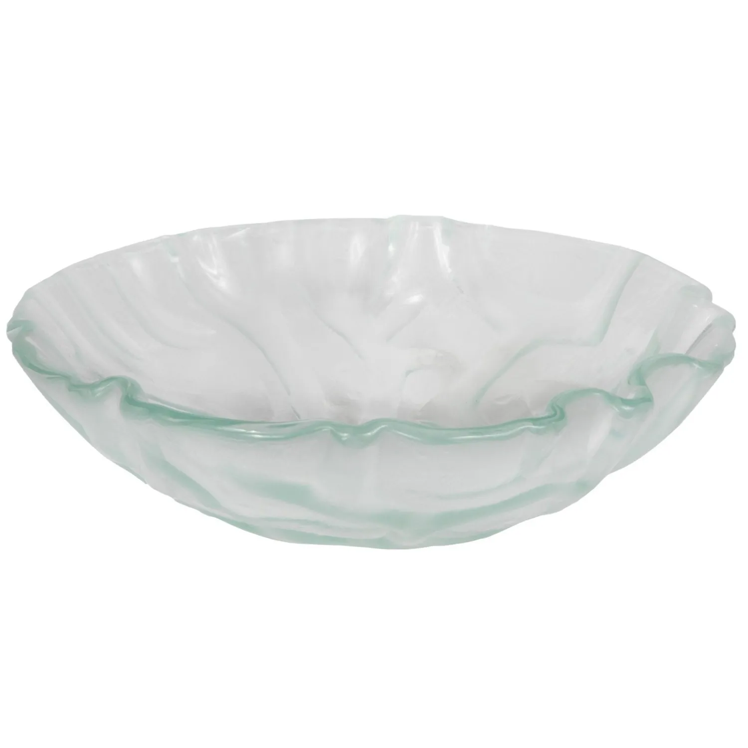 Hot 14" Clear Freeform Wave Glass Vessel Sink Above Counter / Vessel Sinks