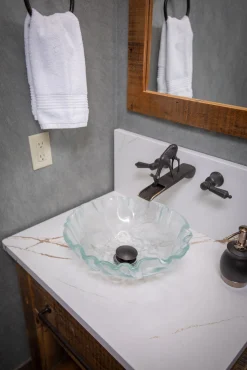 Hot 14" Clear Freeform Wave Glass Vessel Sink Above Counter / Vessel Sinks
