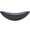 Best Dark Gray Canoe Glass Vessel Sink Above Counter / Vessel Sinks