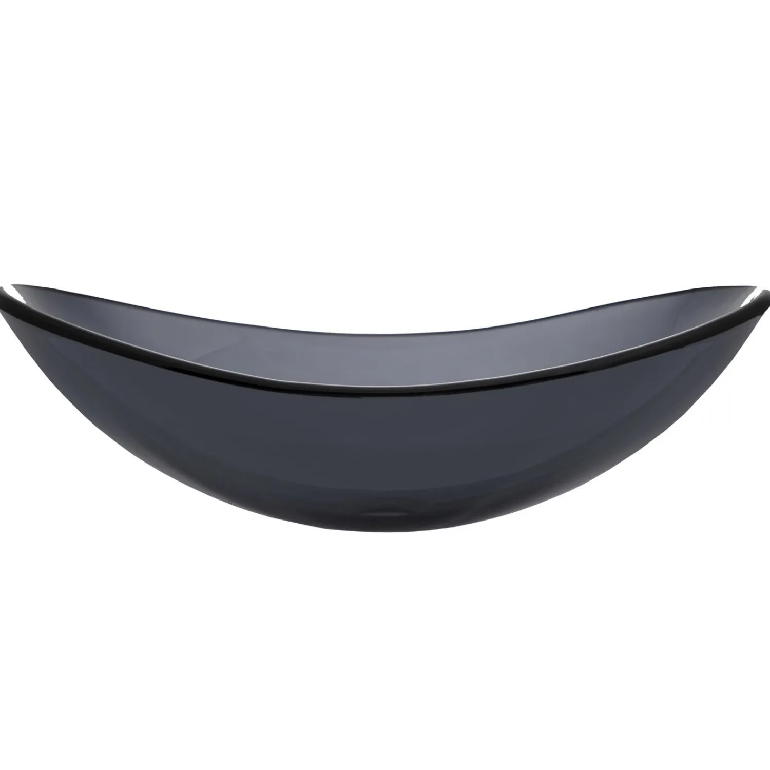 Best Dark Gray Canoe Glass Vessel Sink Above Counter / Vessel Sinks