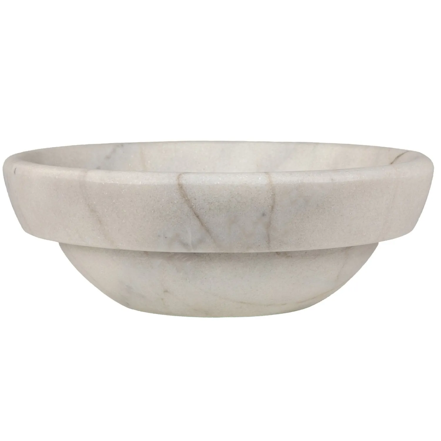 Online Echo Bowl Shaped Vessel Sink - Honed White Marble Semi-Recessed Sinks|Above Counter / Vessel Sinks