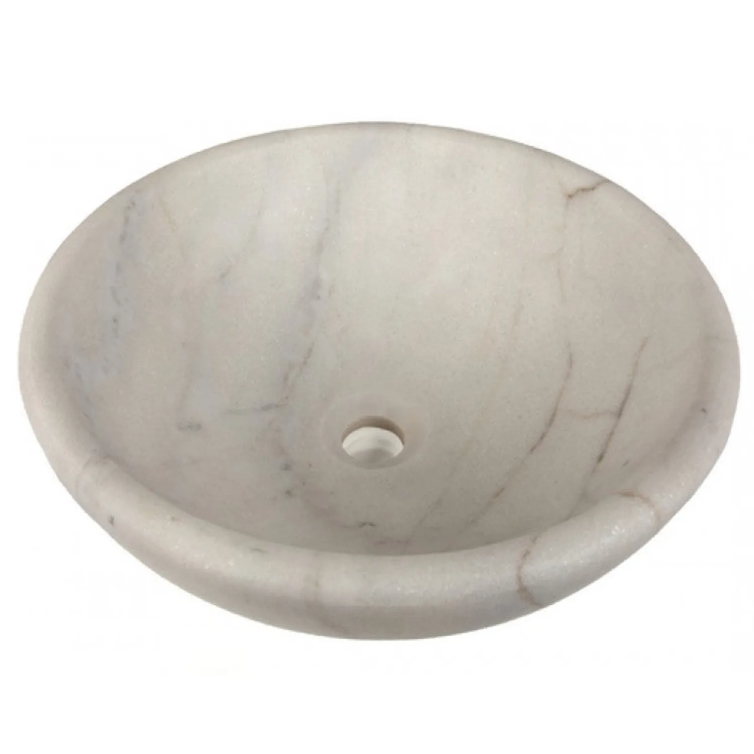Online Echo Bowl Shaped Vessel Sink - Honed White Marble Semi-Recessed Sinks|Above Counter / Vessel Sinks