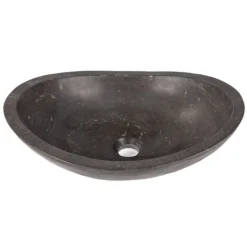 Sale Honed Black Limestone Canoe Sink Above Counter / Vessel Sinks