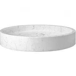 New Low Round Vessel Sink - White Carrara Marble Above Counter / Vessel Sinks
